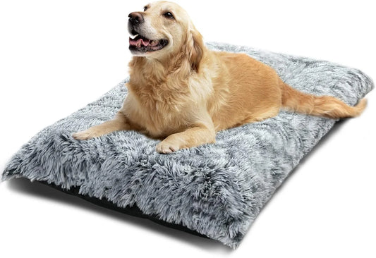 Large Dog Bed Washable Dog Mats Anti-Slip Bottom Beige Large 41''×27'' Pet Beds for Large Dogs